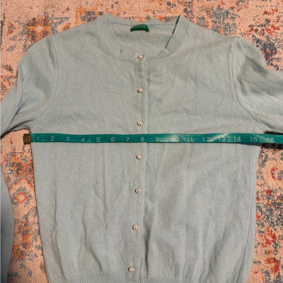 Vintage United Colors of Benetton baby blue wool/angora pearl buttons cardigan - Picture 4 of 8